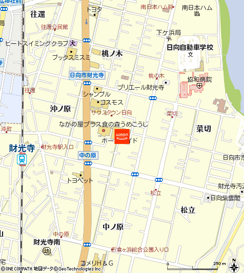 ホームワイド財光寺店付近の地図